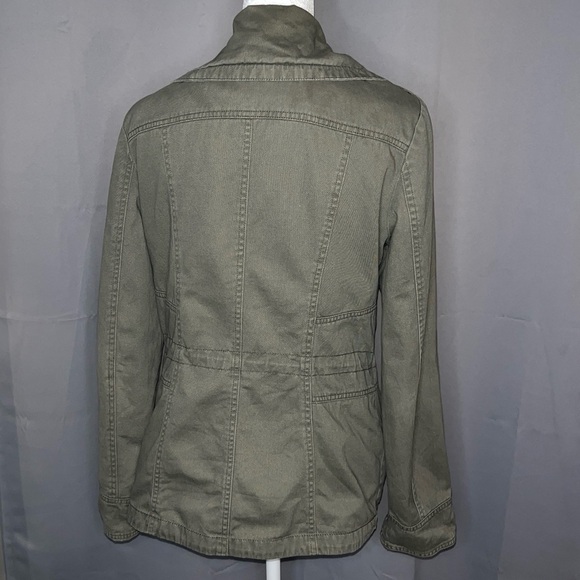 Guess Olive Green Military Utility Jacket Small Satin Lined Women’s Coat - Picture 2 of 7
